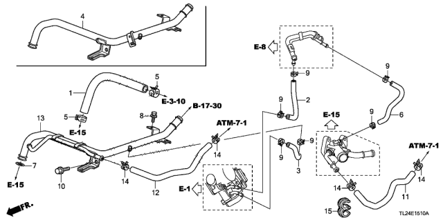 Water Hose of Engine - 2011 Acura TSX 4 Door TSX KA 5AT