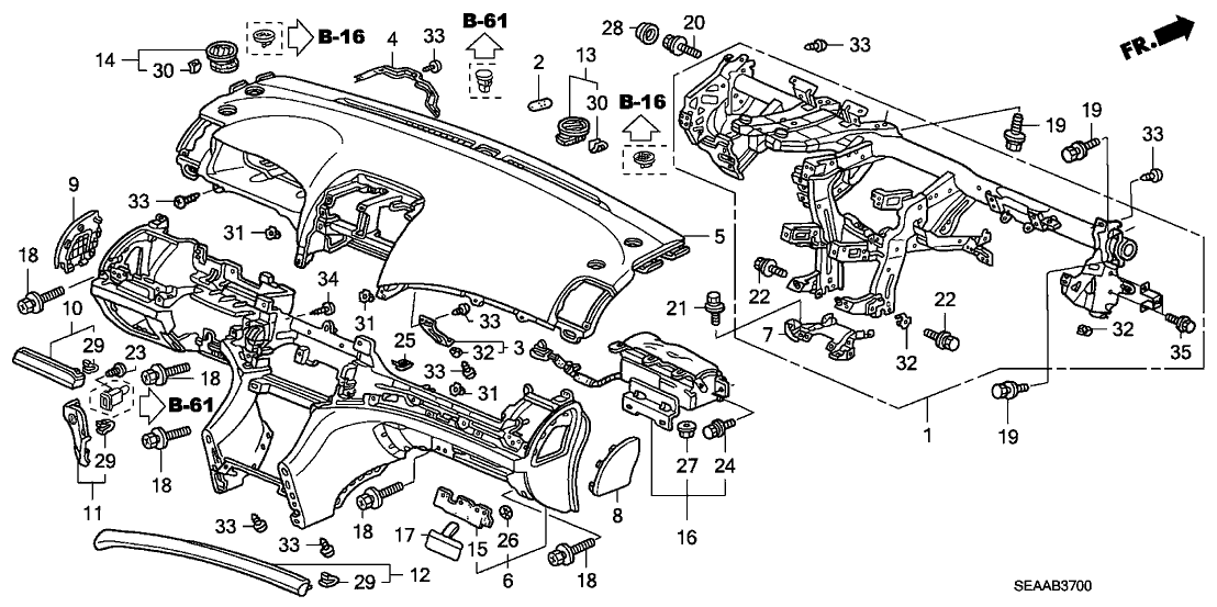 Acura 77107-SEC-A01ZZ Stay, Instrument Center Driver