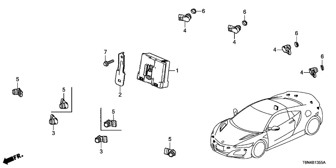 Acura 39680-T6N-305ZA Parking Sensor (Curva Red)