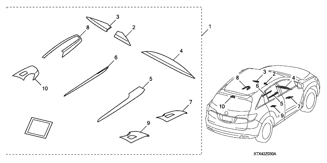 Acura 08Z03-TX4-21009 Panel, Left Rear Door Switch