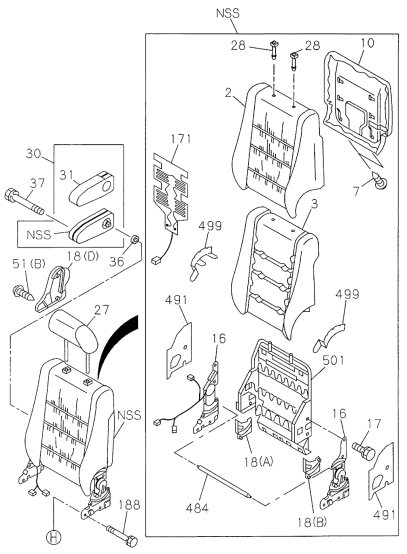 Acura 8-97146-987-0 Frame, Right Front Seat-Back