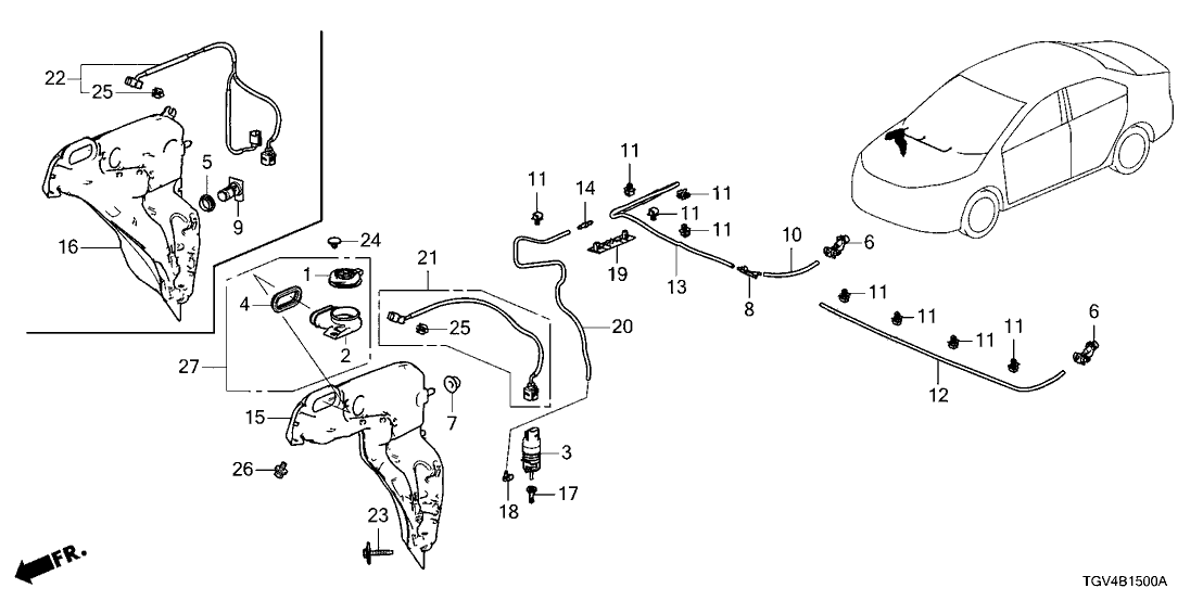 Acura 76846-TGV-A01 Clip, Washer Tube