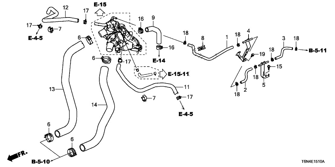 Acura 19549-58G-A00 Hose, Right Rear Water