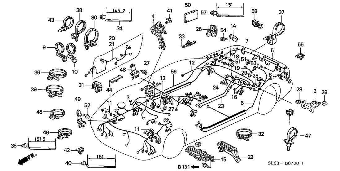 Acura 32157-SL0-A60 Wire Harness, Floor