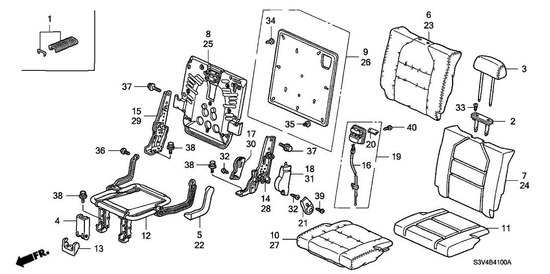 Acura 90670-S3V-A11 Clip, Rear Seat (Lower)