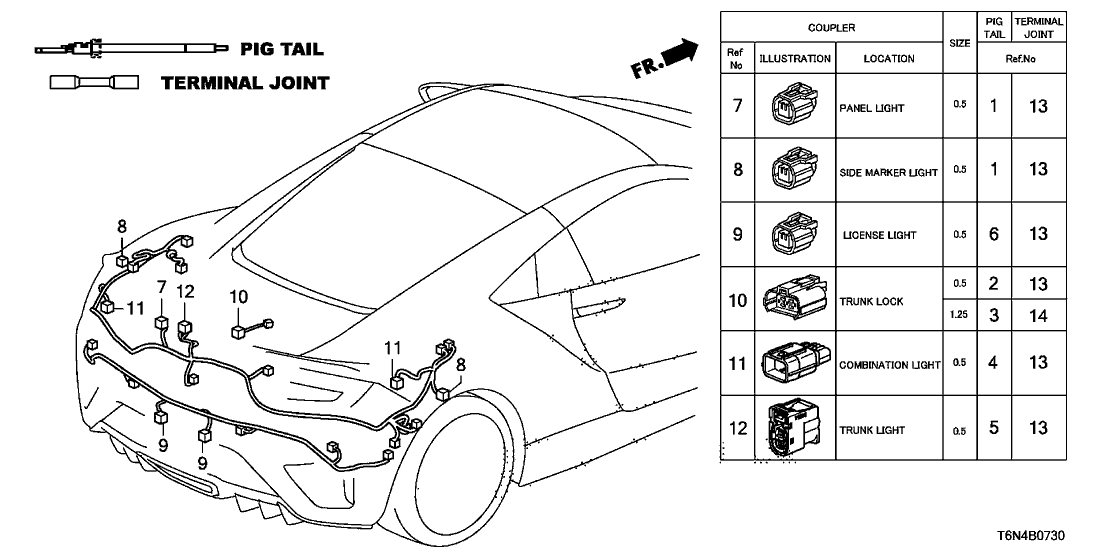 Acura 04321-T6N-306 Connector, Waterproof (2P 090F) (5 Pieces)