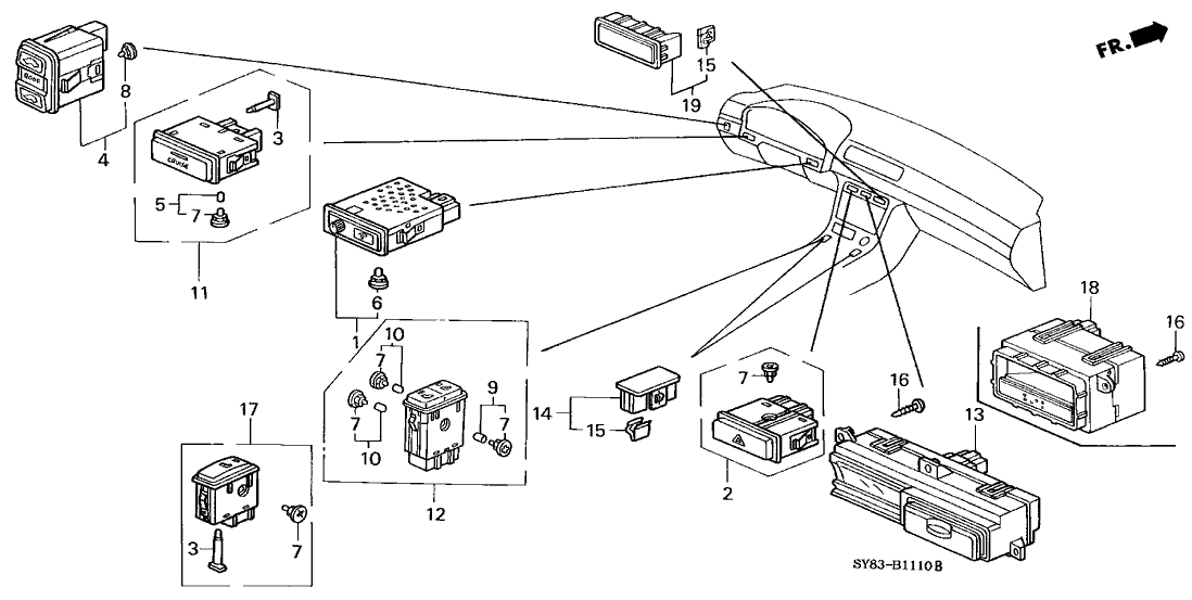 Acura 35830-SY8-A01 Sunroof Moon Roof-Switch