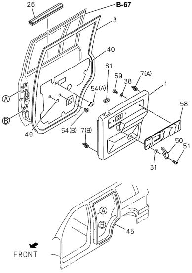 Acura 8-97128-683-1 Weatherstrip, Right Rear