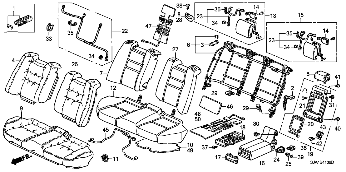 Acura 82160-SJA-A02ZC Headrest Assembly, Rear Center (Light Cream Ivory) (Leather)