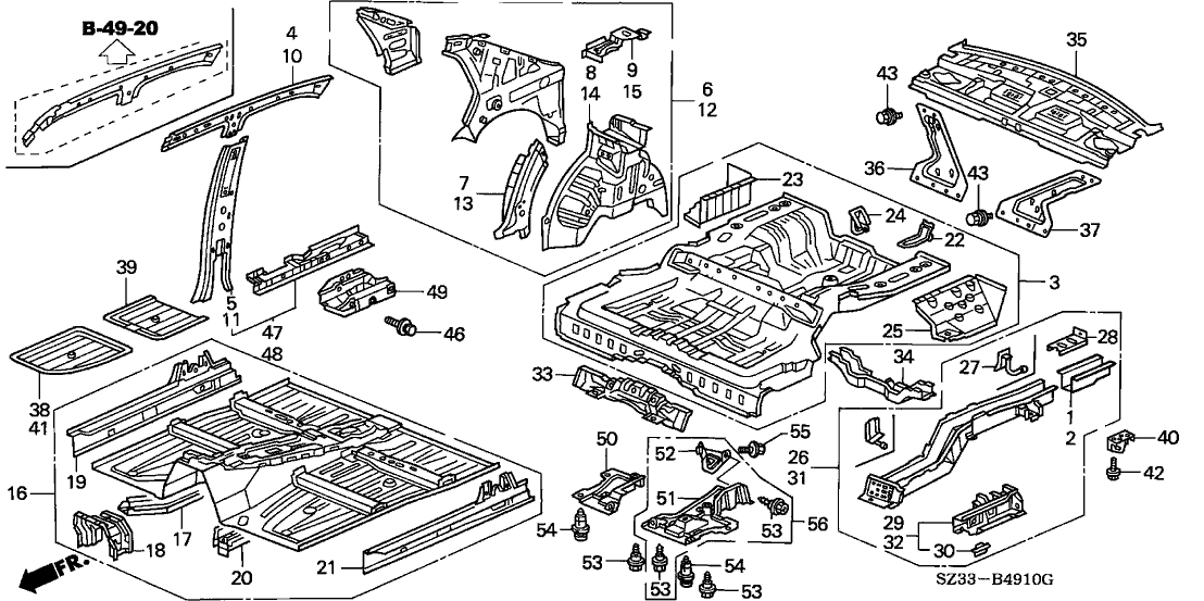 Acura 64300-SZ3-N00ZZ Panel, Right Rear Inside