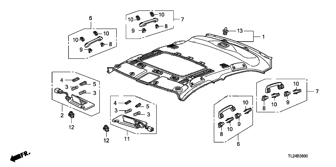 Acura 83200-TP1-A12ZB Lining Assembly, Roof (Premium Ivory) (Sunroof)