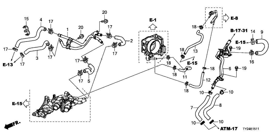 Acura 19433-R9S-A00 Hose B, Warmer (ATF)