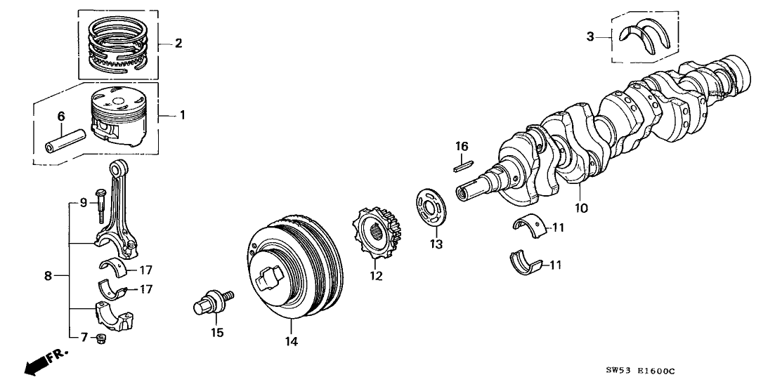 Acura 13323-PV1-014 Bearing C, Main (Green) (Taiho)