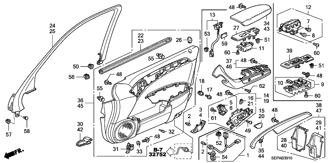 Acura 83589-SEP-A01ZB Sunglass Holder Assembly, Left Front Door (Gray)