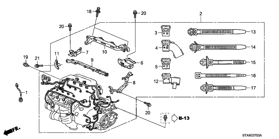 Acura 32135-RYE-A01 Holder J, Wire Harness