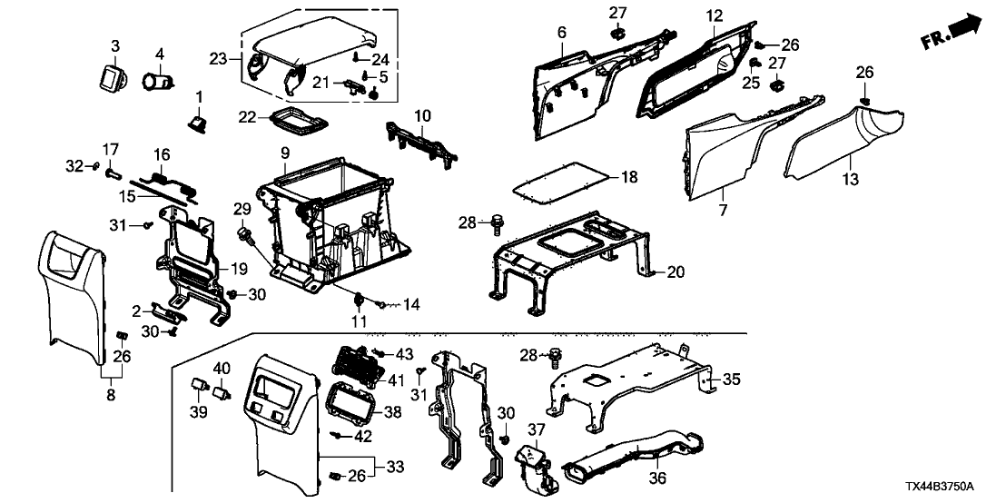 Acura 83404-TX4-A11ZA Rear Console (Sandstorm) Garnish Assembly