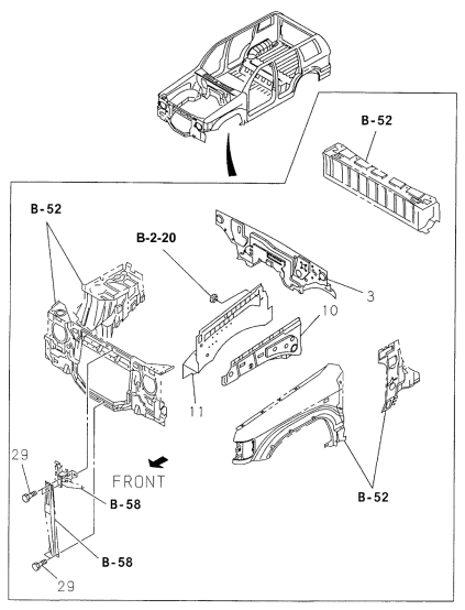 Acura 8-94358-958-1 Reinforcement, Passenger Side Fender Skirt (Upper)