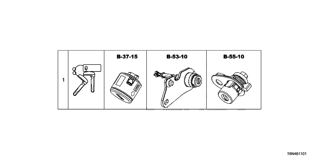 Acura 06350-T6N-A01 Cylinder Set, Key