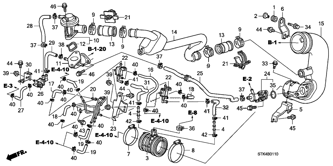 Acura 36182-RWC-A00 Air Bypass Valve Controlsolenoid Valve (B) Tube