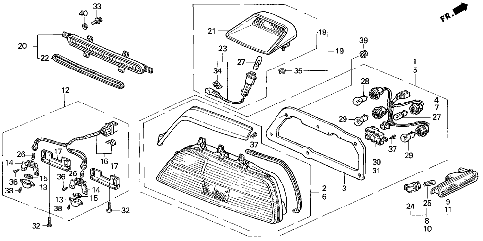 Acura 33500-SP1-A02 Taillight Assembly, Passenger Side