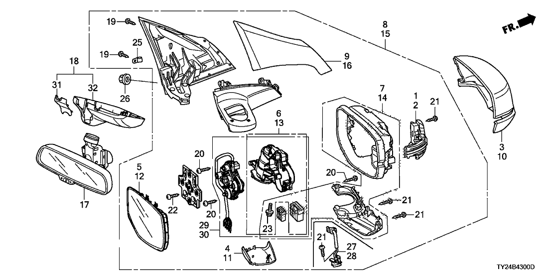 Acura 76258-TY2-307ZA Driver Side Door Mirror Assembly (Gilded Pewter Metallic) (Coo)