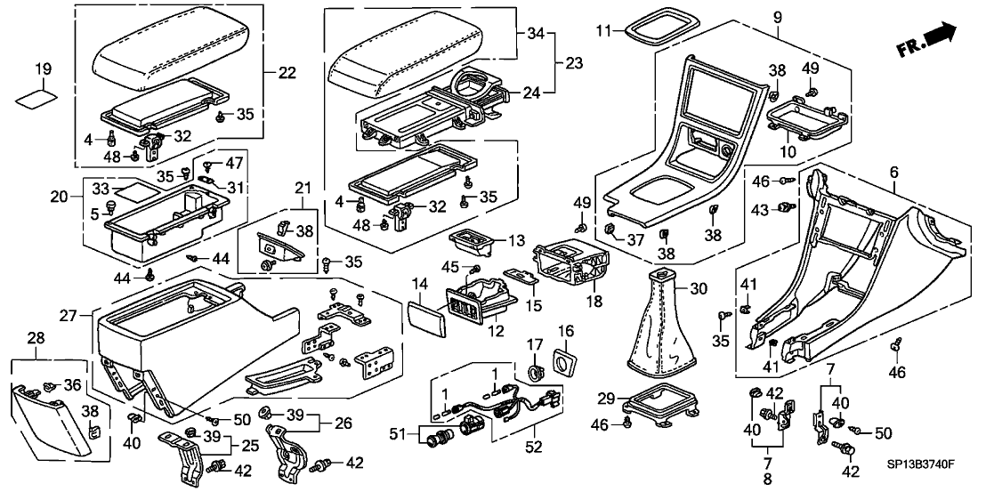 Acura 77291-SP0-A02ZA Console, Front (Graphite Black)