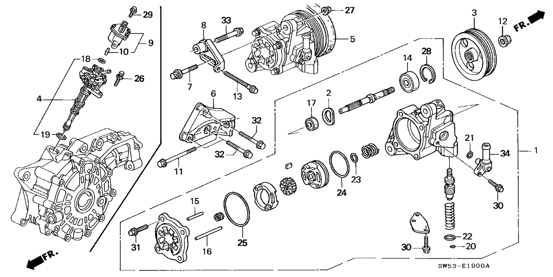 Acura 56994-P1R-000 Bracket, Power Steering Pump