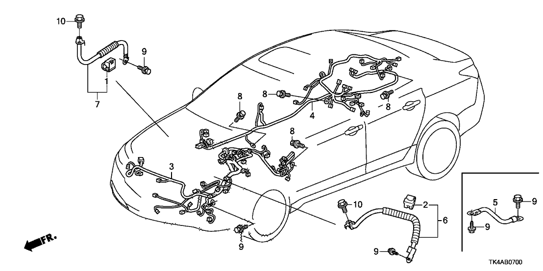 Acura 32140-TK4-X01 Wire Harness, Passenger Side