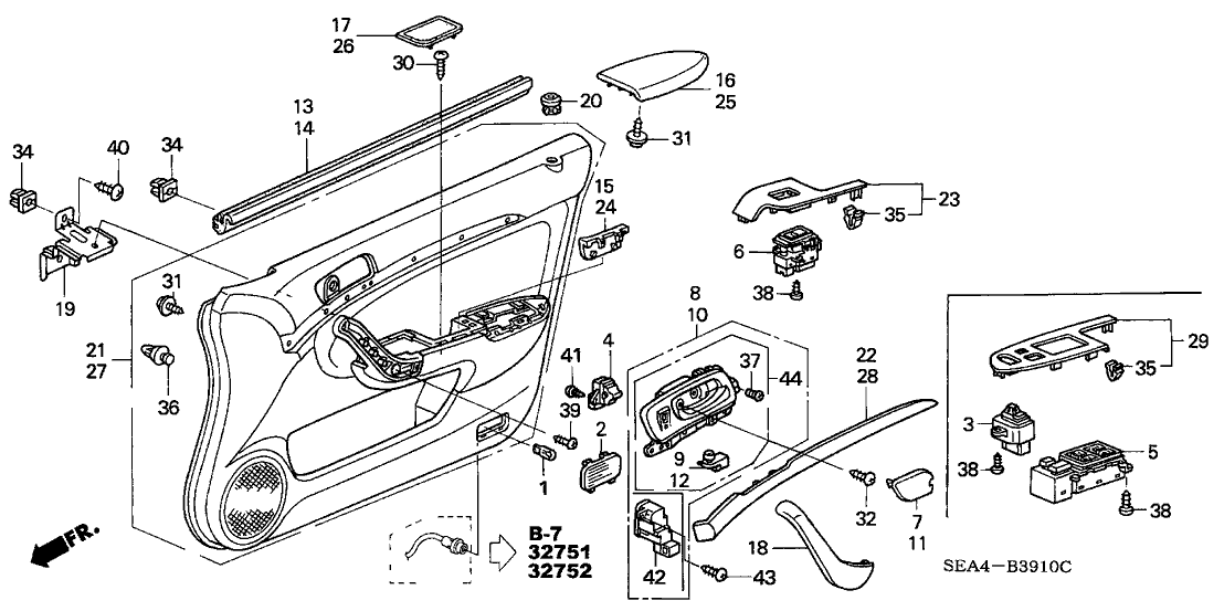 Acura 83558-SEC-A03ZC Lining, Left Front Door (Lower) (Moon Lake Gray)