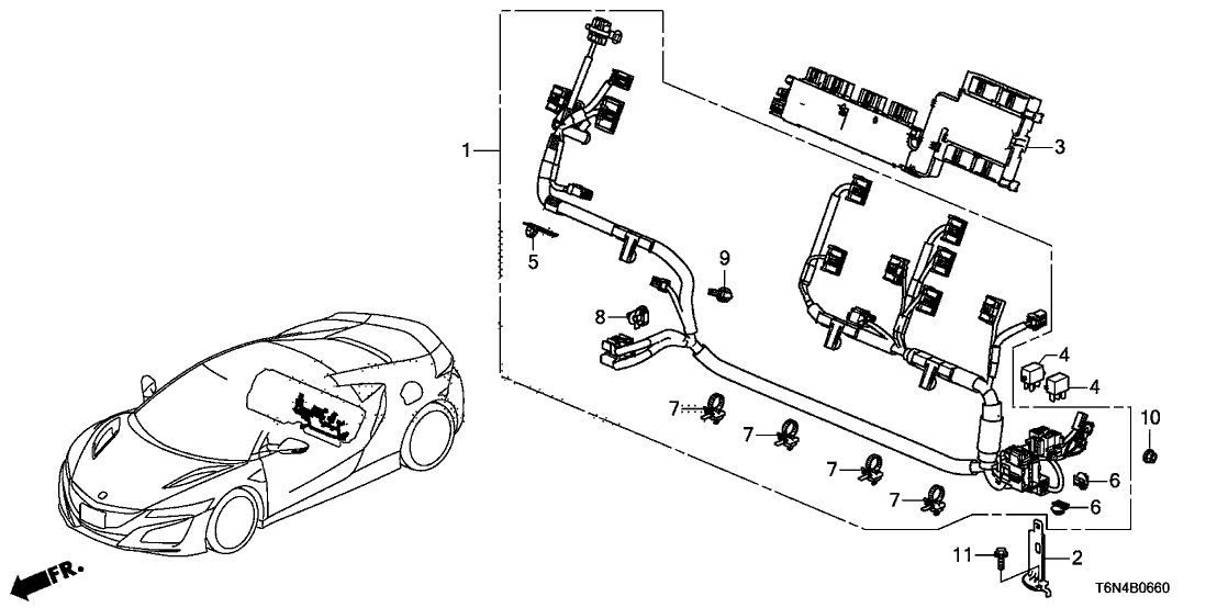 Acura 1N191-58G-A00 Bracket, IPU Harness