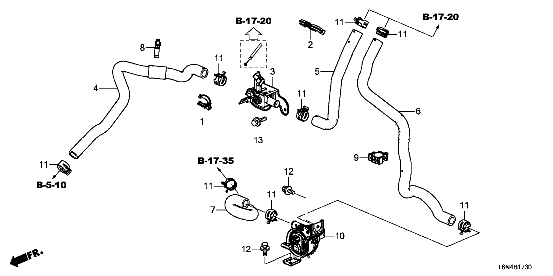 Acura 79725-T6N-A00 Hose, Water Outlet (A)