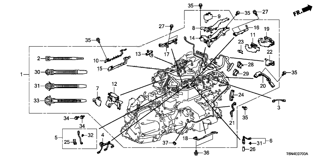 Acura 32132-58G-A00 Holder, Engine Harness (Lower) (Head Passenger Side)