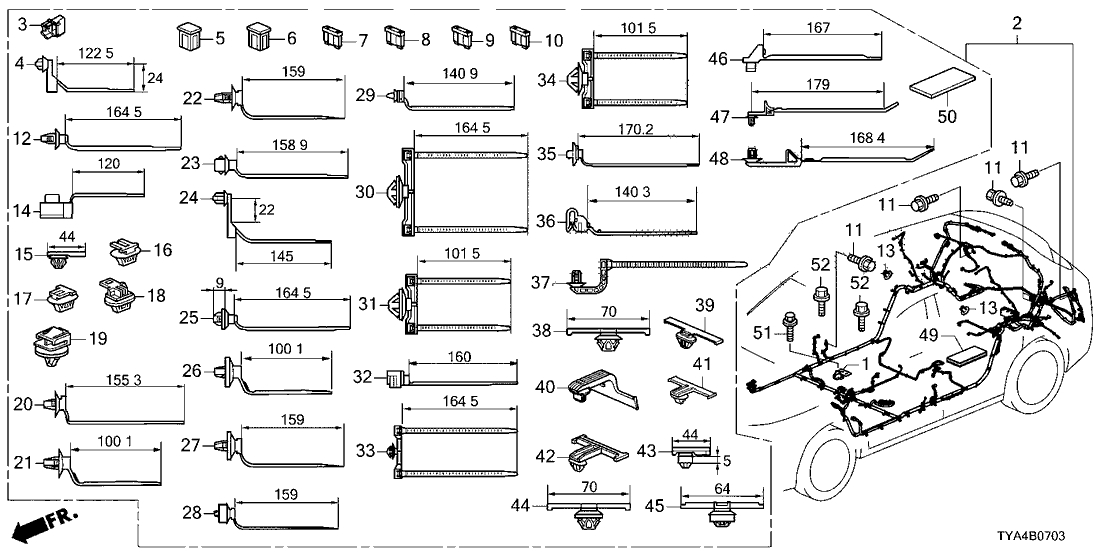 Acura 91555-TA0-003 Clip, Wire Harness