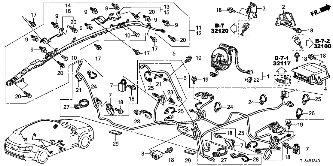 Acura 77962-TL7-A01 Wire Harness, SRS Floor