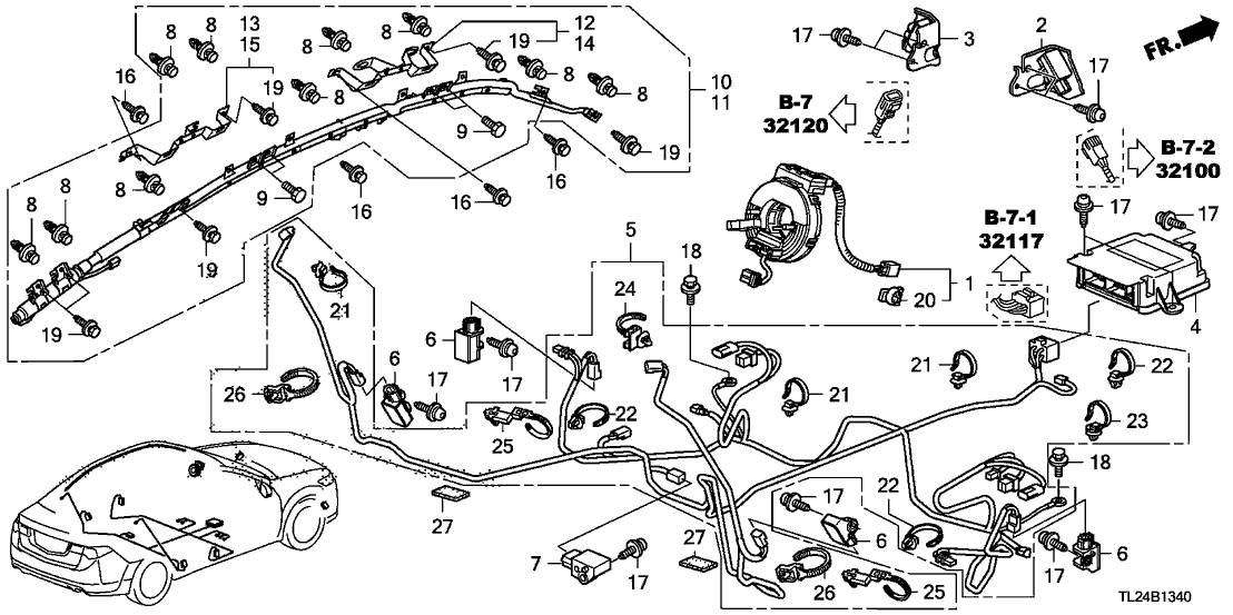 Acura 77962-TL0-A02 Wire Harness, SRS Floor