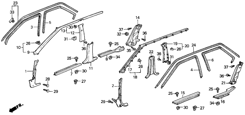 Acura 73854-SE7-000ZA Lining, Driver Side Center Pillar (Lower) (Fair Blue)