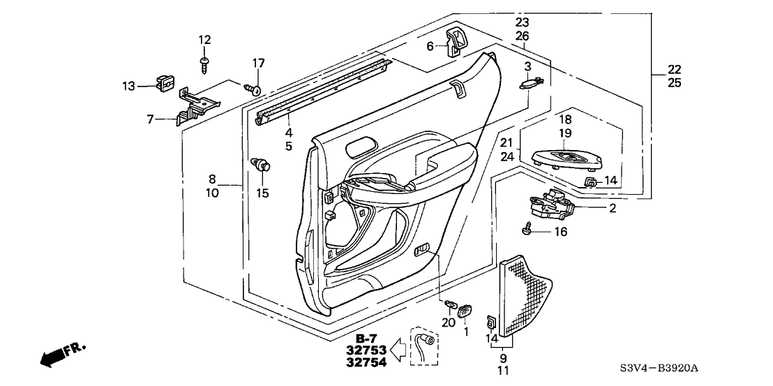 Acura 83733-S3V-A01ZC Lining, Right Rear Door (Moon Lake Gray) (Leather)