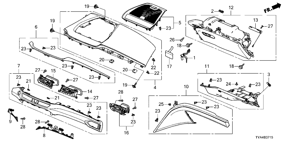 Acura 77220-TYA-A15ZA Garnish, Assembly Yr651L