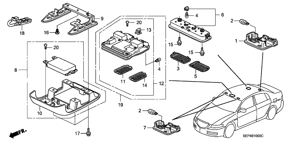 Acura 83253-SEP-A01ZA Lighting Assembly (Moon Lake Gray)