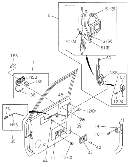 Acura 8-97296-134-0 Lock Door, Front Door, L