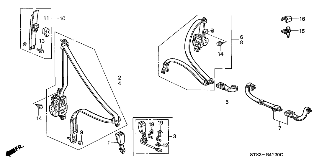 Acura 04823-ST8-A03ZB Buckle Set, Rear Seat Belt (Medium Taupe)