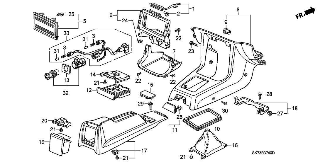 Acura 83441-SK7-A00ZE Console, Rear (Silky Ivory)