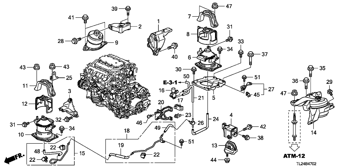 Acura 50950-TP1-A00 Stay Assembly, Electronic Controlmount Tube