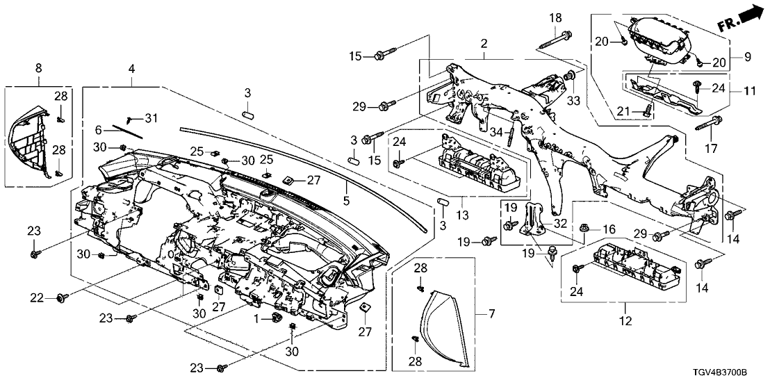 Acura 77820-TGV-A87 Air Bag Module Component Set