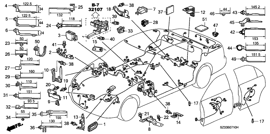 Acura 91557-SR2-300 Clip, Wire Harness Protector (Brown)