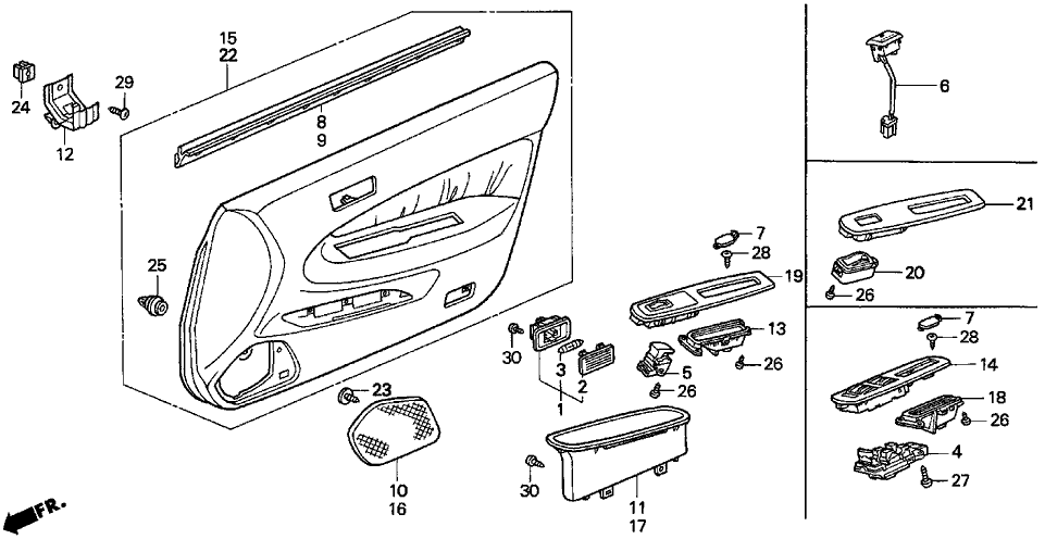 Acura 83572-SW5-000ZA Garnish, Front Door Switch (Classy Gray) (Passenger Side)