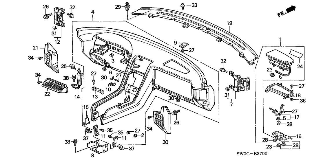 Acura 77120-SL0-A01 Bracket, Mat