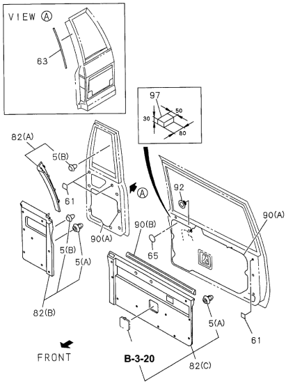 Acura 8-97811-274-0 Seal, Passenger Side Back Door (Center)