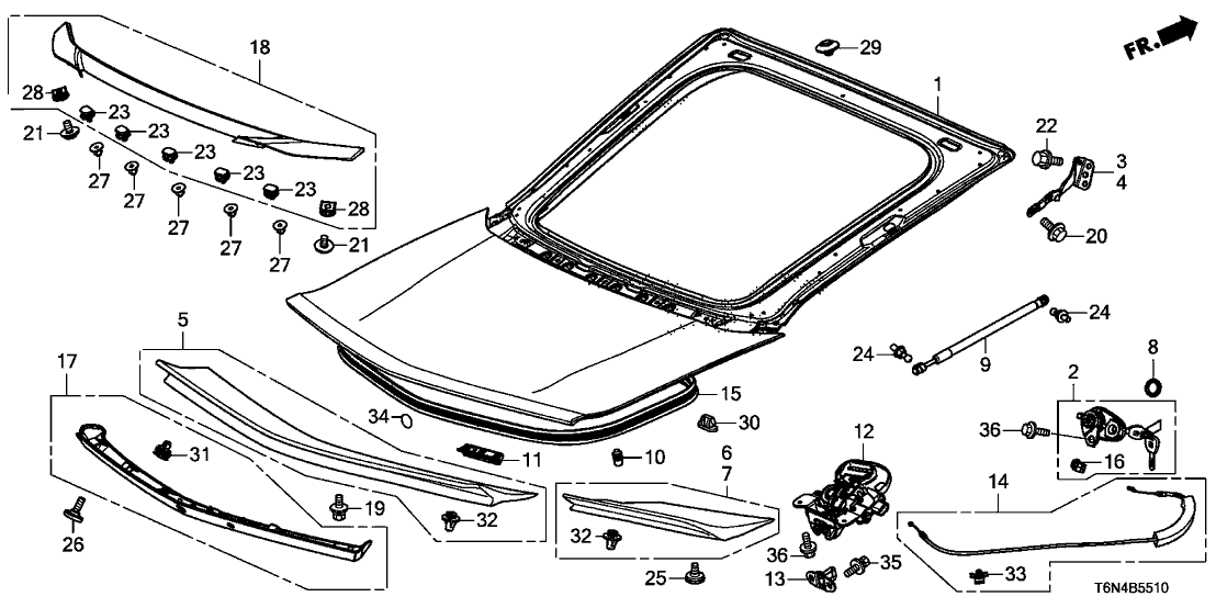 Acura 74865-T6N-A00 Weatherstrip, Trunk Lid