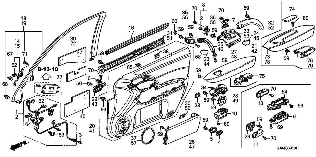 Acura 83501-SJA-A04ZJ Lining, Right Front Door (Lower) (Type N)